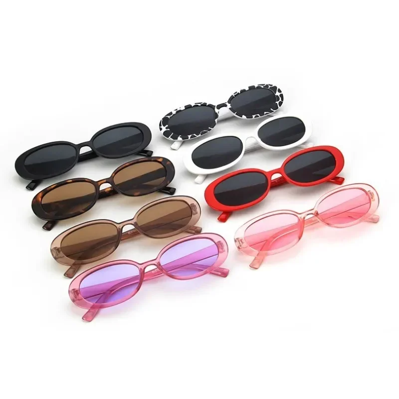 Oval Speckle Color European and American Trend Cow Color Small Frame Sunglasses Star with The Same Fashion Cross-border Sun Eyes