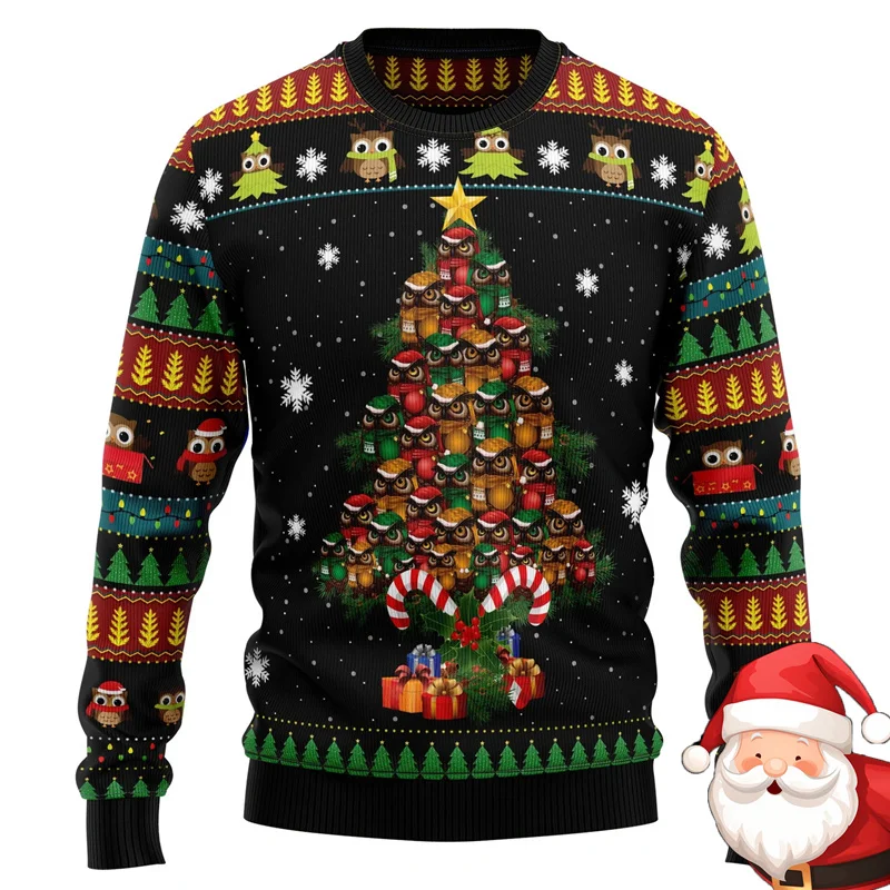 شجرة عيد الميلاد تصميم هوديس للرجل سترة عيد الميلاد للنساء الرجال شخصية فريدة من نوعها جولة الرقبة البلوز الرجال y2k الملابس #1