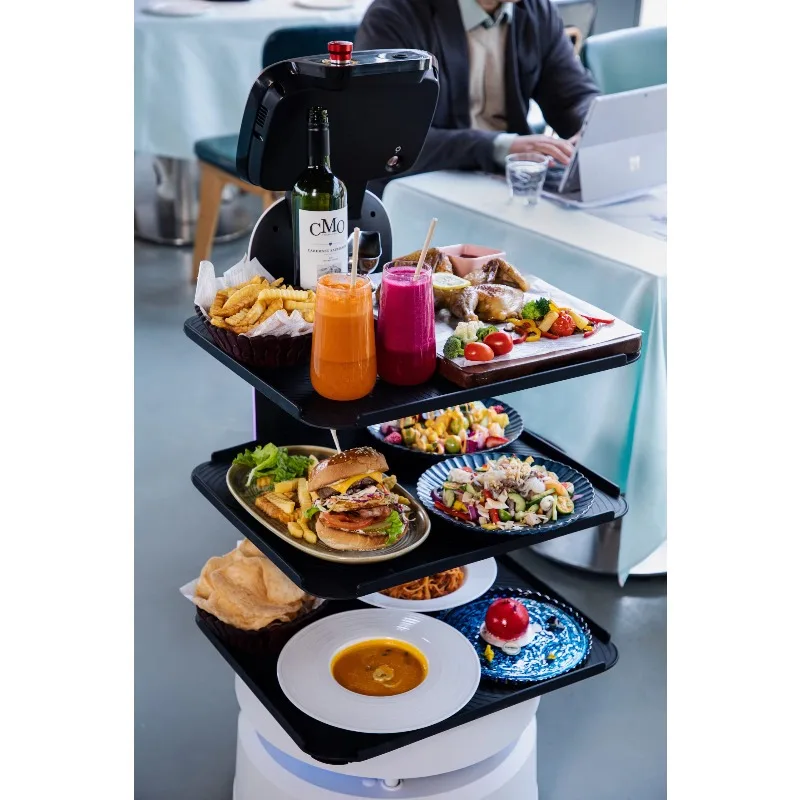 Smart Autonomous Restaurant Delivery Robot Fast Coffee Serving Robotic Waiter Factory Sale Intelligent Food Service Robot
