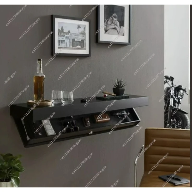 Wall Mounted Concealed Storage Shelf with Trap Door, Wooden Floating Display Rack for Modern Home Decoration