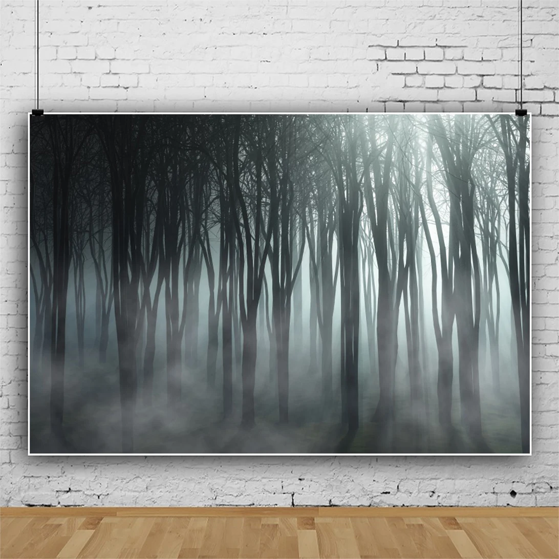 Foggy Forest Halloween Background Photography Night Party Scene Background Photography Studio Photoshoot Banner Poster