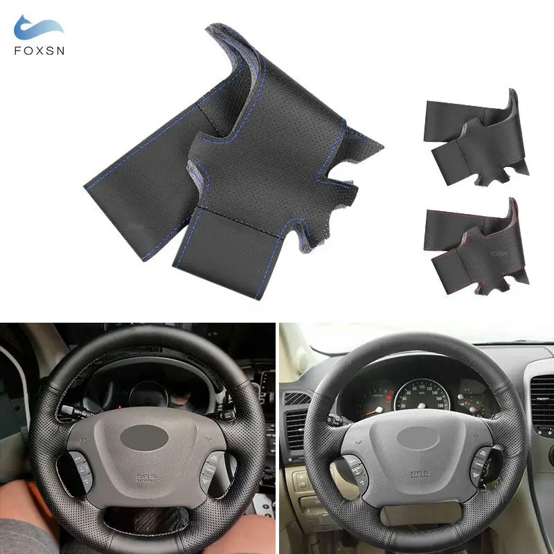 Braids on Steering Wheel For Kia Carnival II Grand Carnival 2006 - 2014 Car Steering Wheel Cover Hand Stitched Leather Trim
