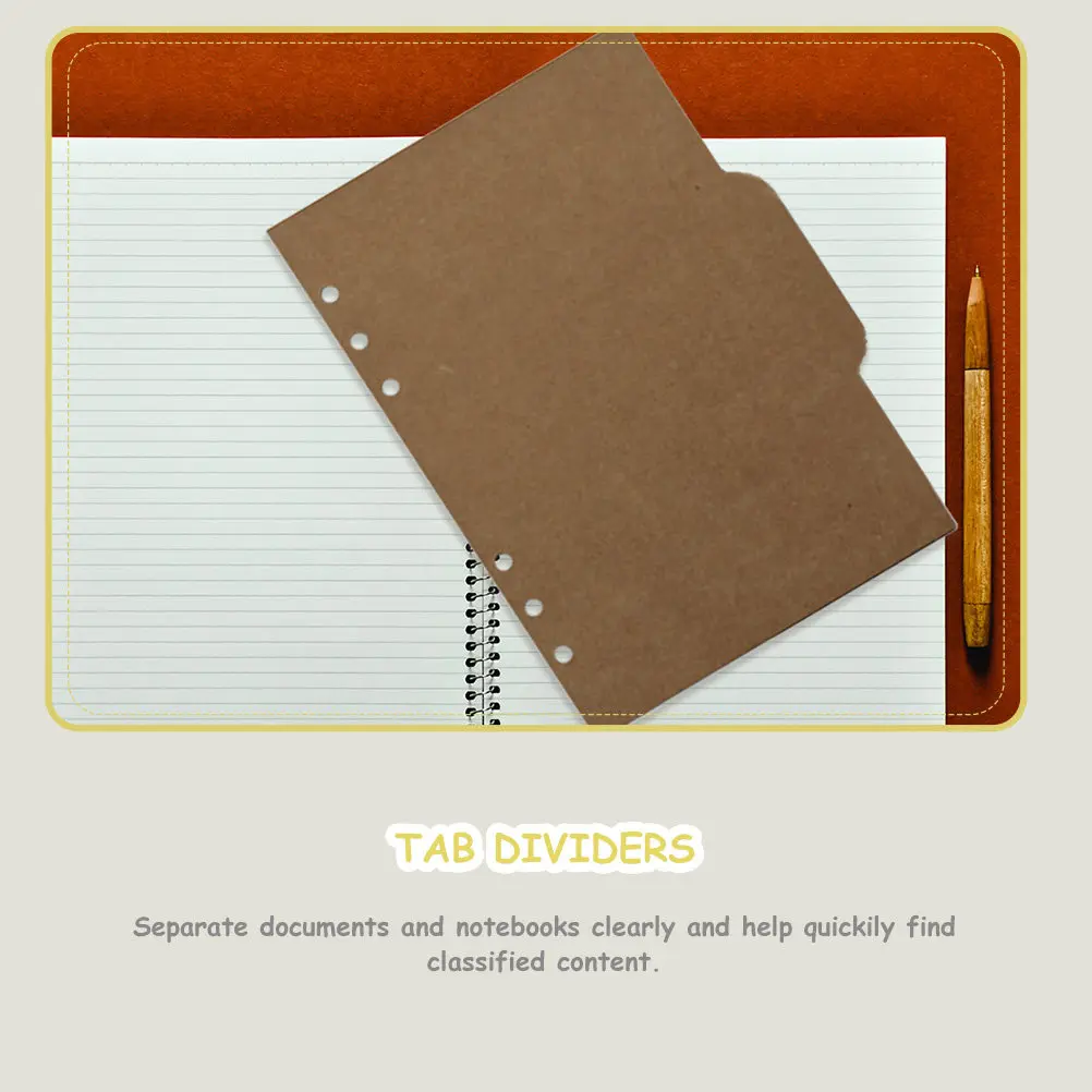 18Pcs A5 Kraft Paper Index Dividers Binder Accessories with Sturdy Bend-Resistant Material for Quick Reference in Study Work