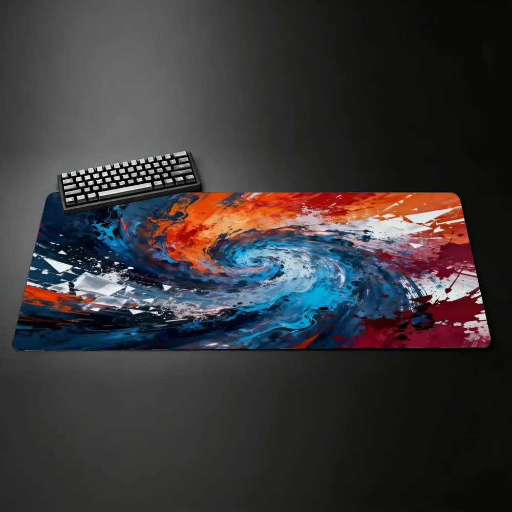Red Blue Large Gaming Mouse Pad XXL Fluid Vortex Deskmat Non-Slip Rubber Mouse Mat Computer Keyboard Mats Big Mausepad Gamer