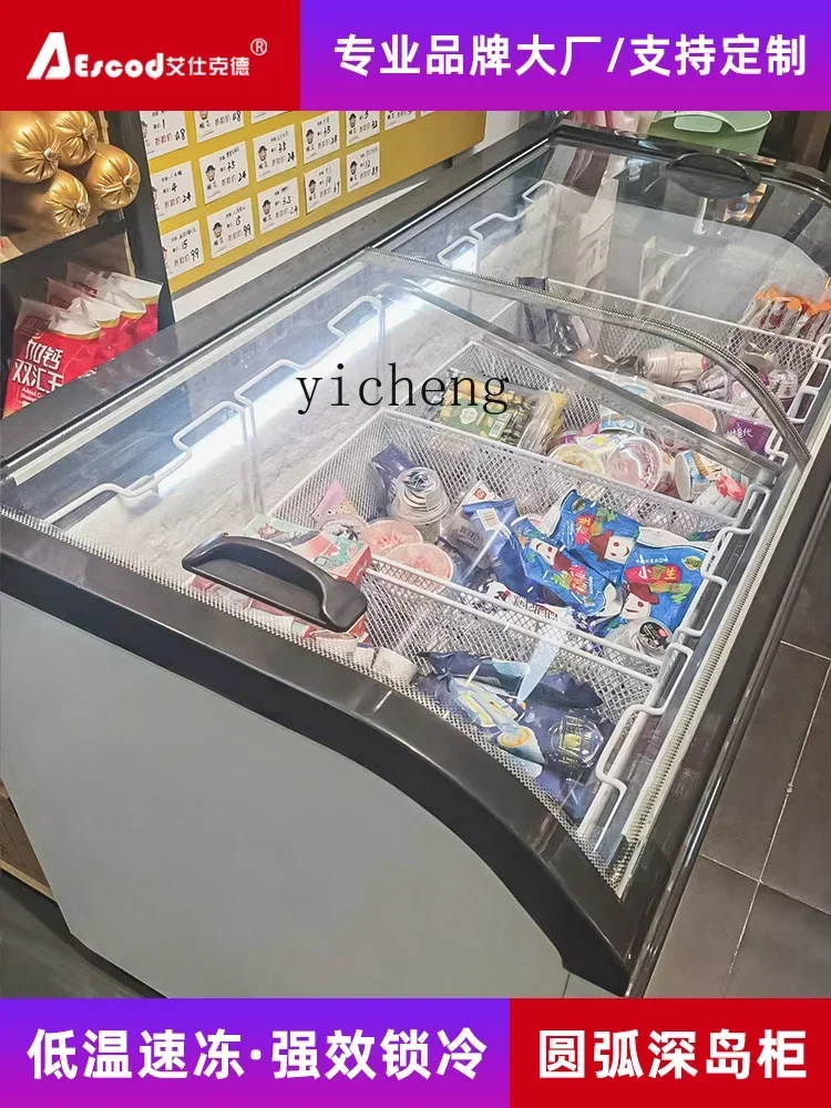 Display Frozen Ice Cream Commercial Horizontal Ice Cream Instant Frozen Dumpling Large Capacity Refrigerator