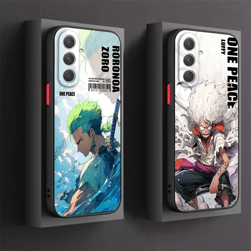 Japanese One P-Piece Anime Art Frosted Translucent For Samsung Galaxy S24 S23 S22 S21 S20 FE S10 S9 S8 Plus Ultra Pro 5G Cover