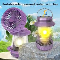 Solar Camping Fan Light Portable Lantern New Outdoor Lamp Built In Battery USB Rechargeable LED Flashlight Multifunctional Torch