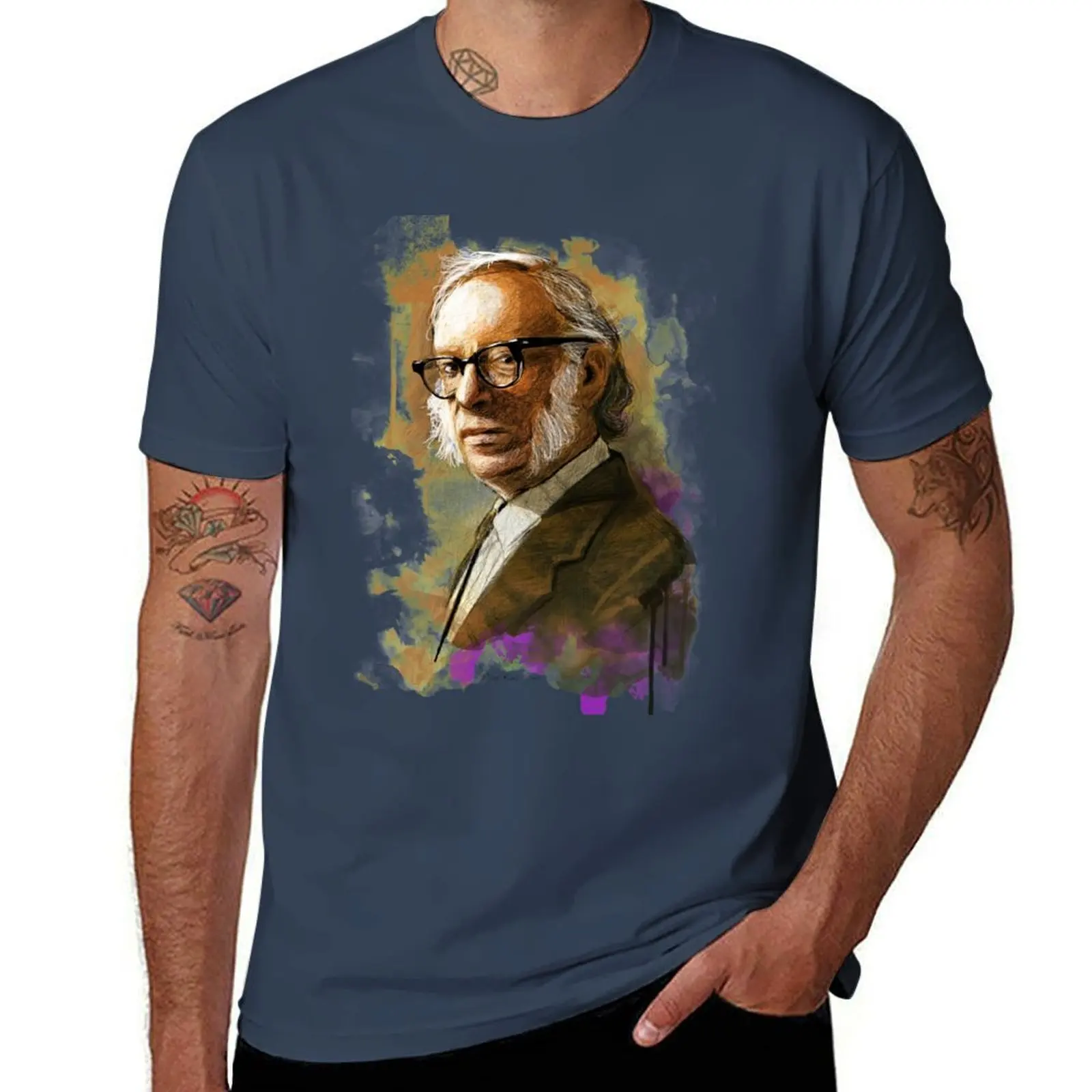 Isaac Portrait Asimov T-Shirt Casual All Match Short Sleeve T-Shirt