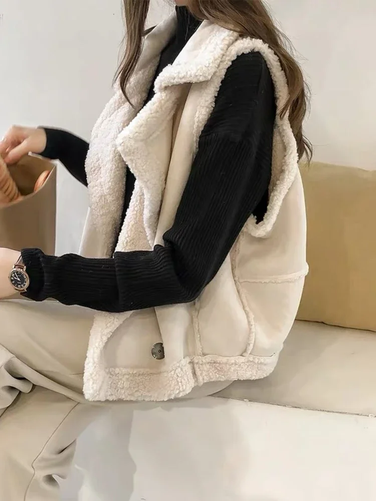 2024 Women\'s Winter Lamb Wool Sheepskin Vest Coat Fur One-piece Thickened Jacket Women\'s Casual Keep Warm Vest Fashion Jackets