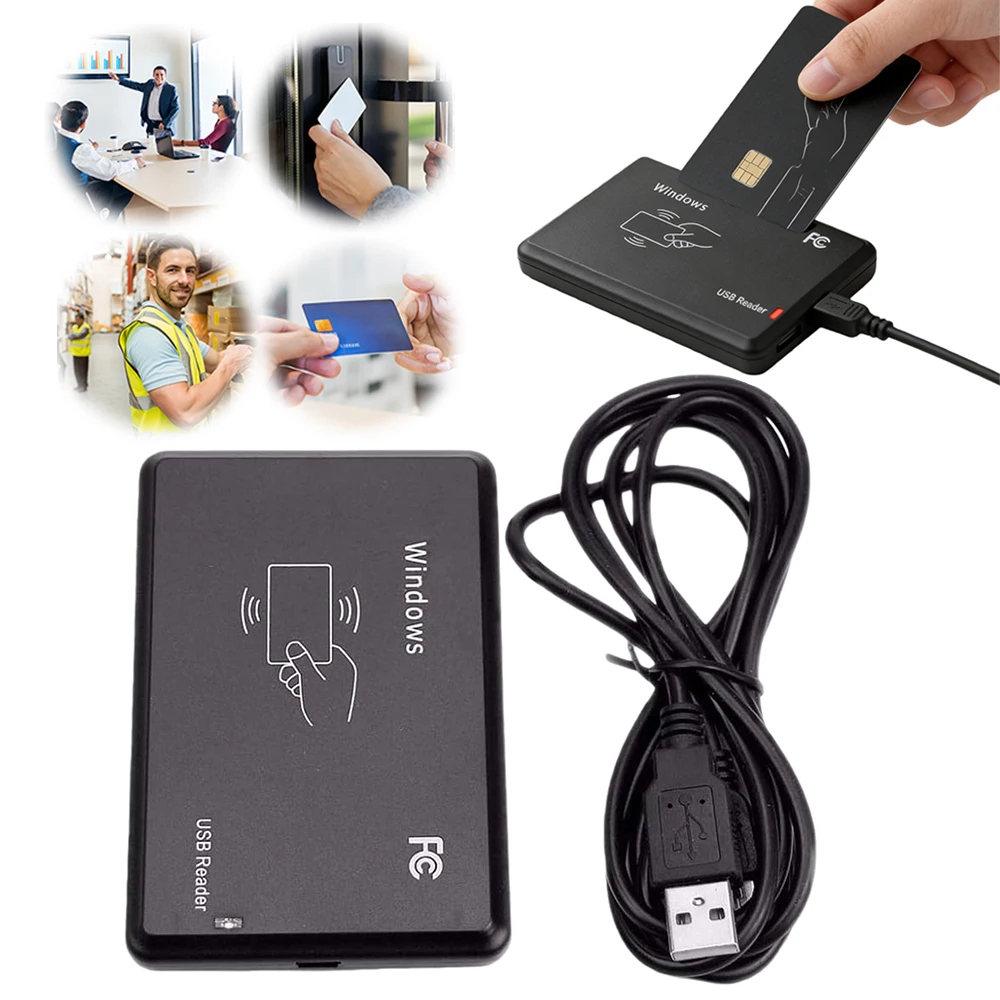 Smart RFID Card Reader 13.56MHz ID IC Dual Frequency Access Control Encrypted Programmer with LED Indicator/Buzzer for Windows