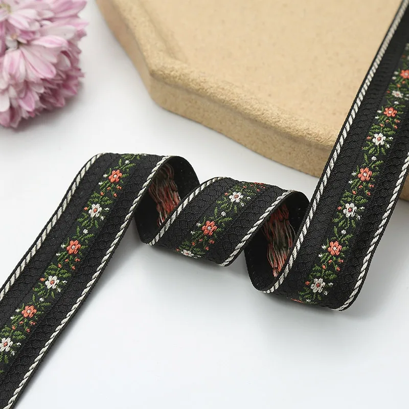 1 Yards Flower Vintage Handmade Embroidered Jacquard Ribbons Clothing