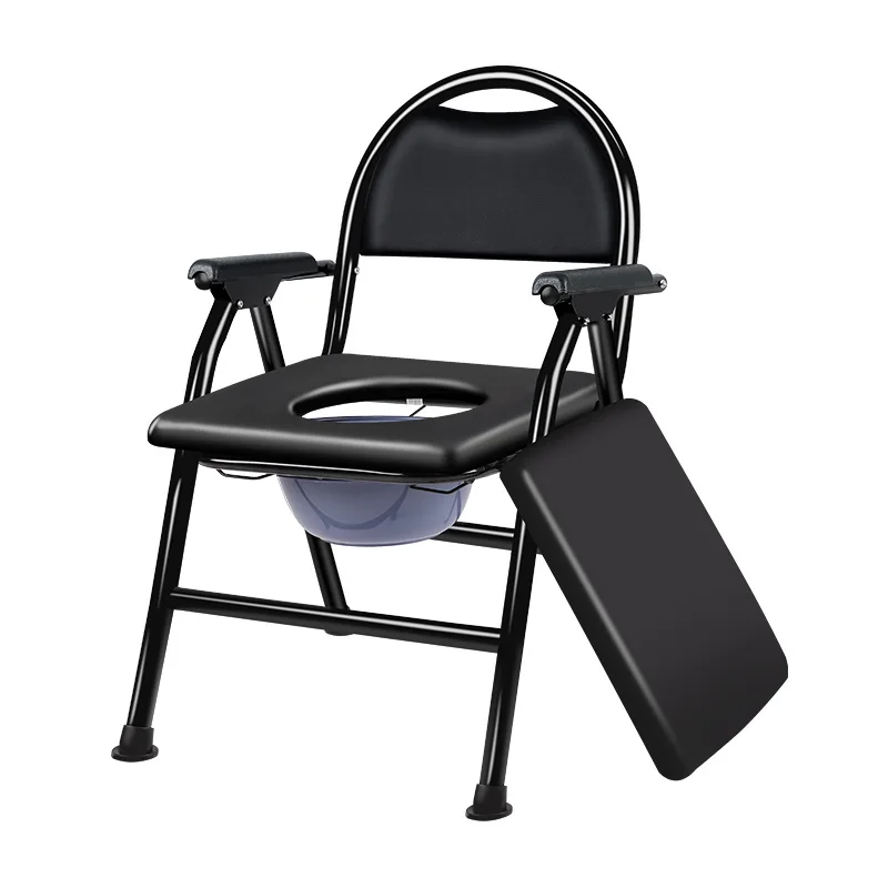 Foldable Commode Chair Height Adjustable Toilet Seat Thicken Mobile Stool Toilet For Elderly Pregnant Women