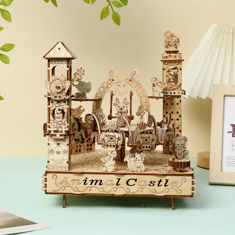 Wooden 3D jigsaw Puzzle Toys Creative Animal Party Assembly Indoor Toys For Children Desktop Ornament Gift P617