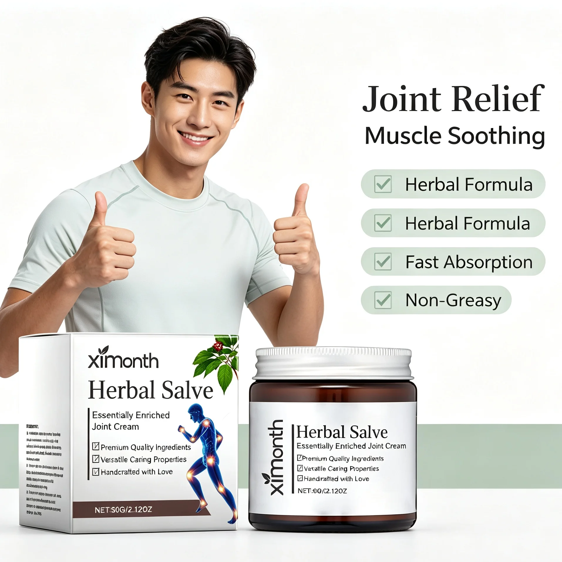 Natural Herbal Joint Massage Cream Fast Absorption Non‑Greasy Soothing Balm for Elbow Knee Back Muscle Discomfort Body Care