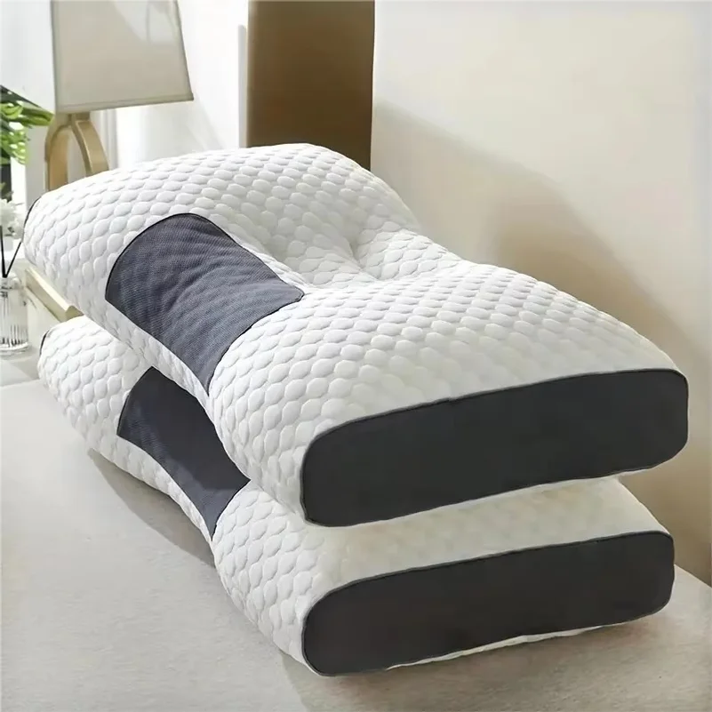 2pcs Massage Neck Pillows Adjustable Ergonomic Orthopedic Contour Support, High-Quality Pillow Core, All-Season Sleeping Comfort