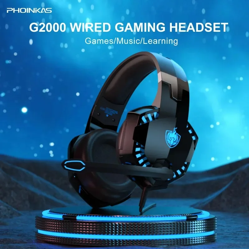 PHOINIKAS Gaming Headset Earphones G2000 Wired Stereo Gaming Over Ear Headphones for PS4 PS5 Headphones with  Mic Headset