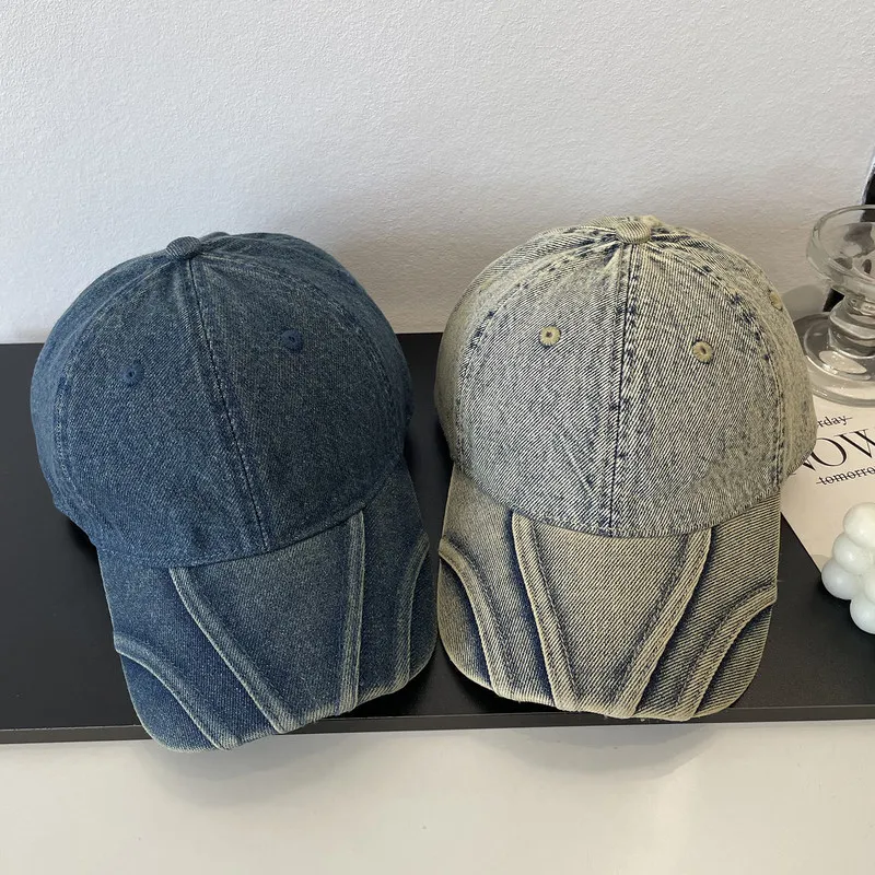 Vintage niche personalized denim baseball cap for women, fashionable, casual, versatile, trendy street style