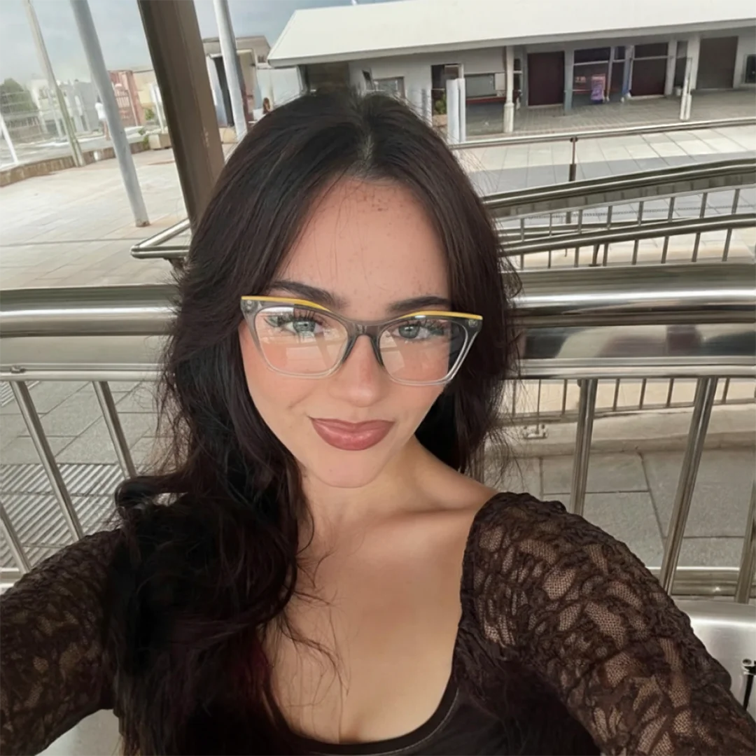 キャットアイファッション スプリットカラー ブルーライトカットメガネ 個性的なデザイン TRフレーム スプリングヒンジ 頭を締め付けない