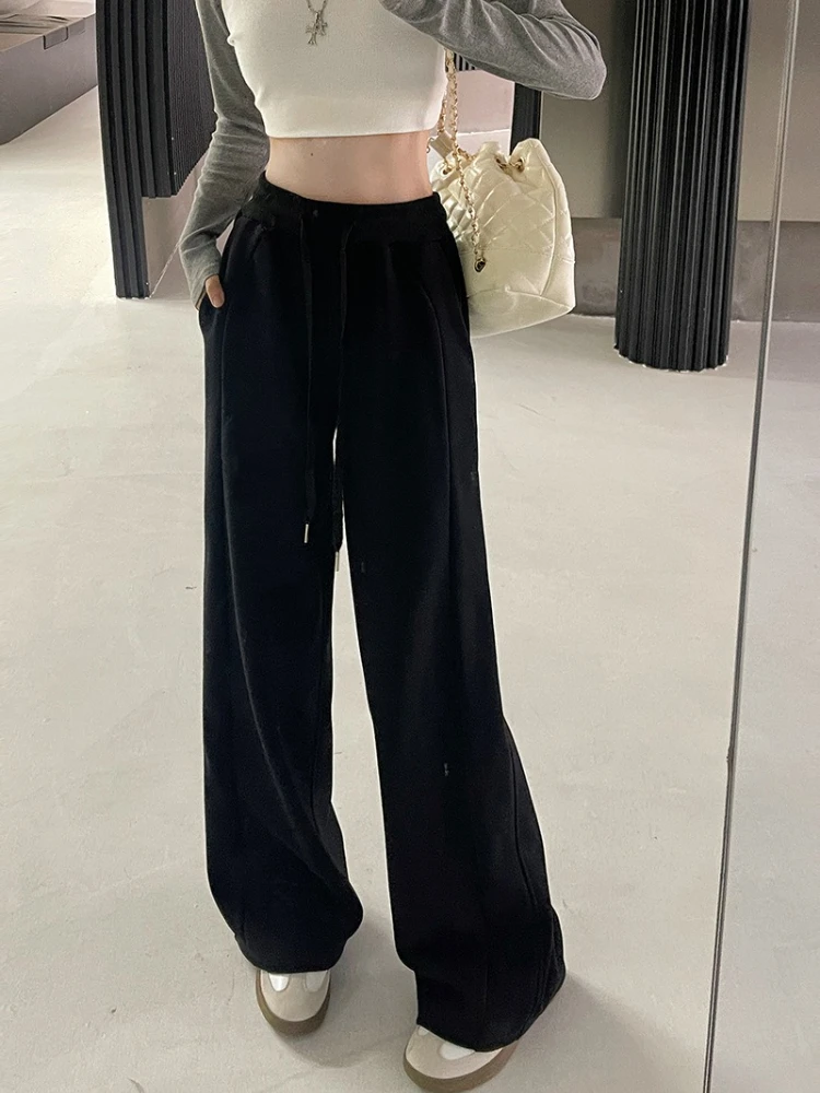 Y2K Lazy Sle Casual Pants Women's New High Waist Casual Wide Leg Pants Korean Fashion Slimming Loose Jogging Trousers Streetwear