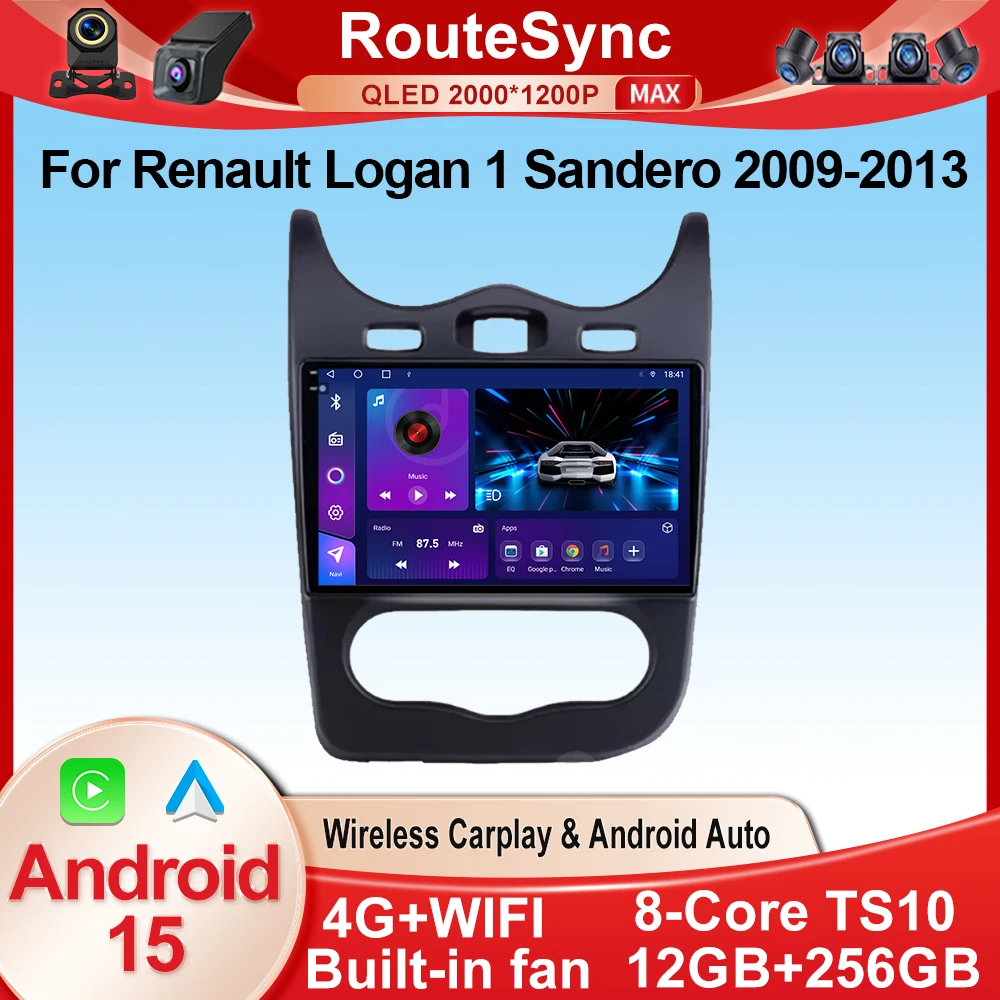 Android 15 Auto Radio reproductor Multimedia para Renault Logan 1 Sandero 2009-2013 Dacia Duster Carplay 4G GPS Autoradio No 2Din