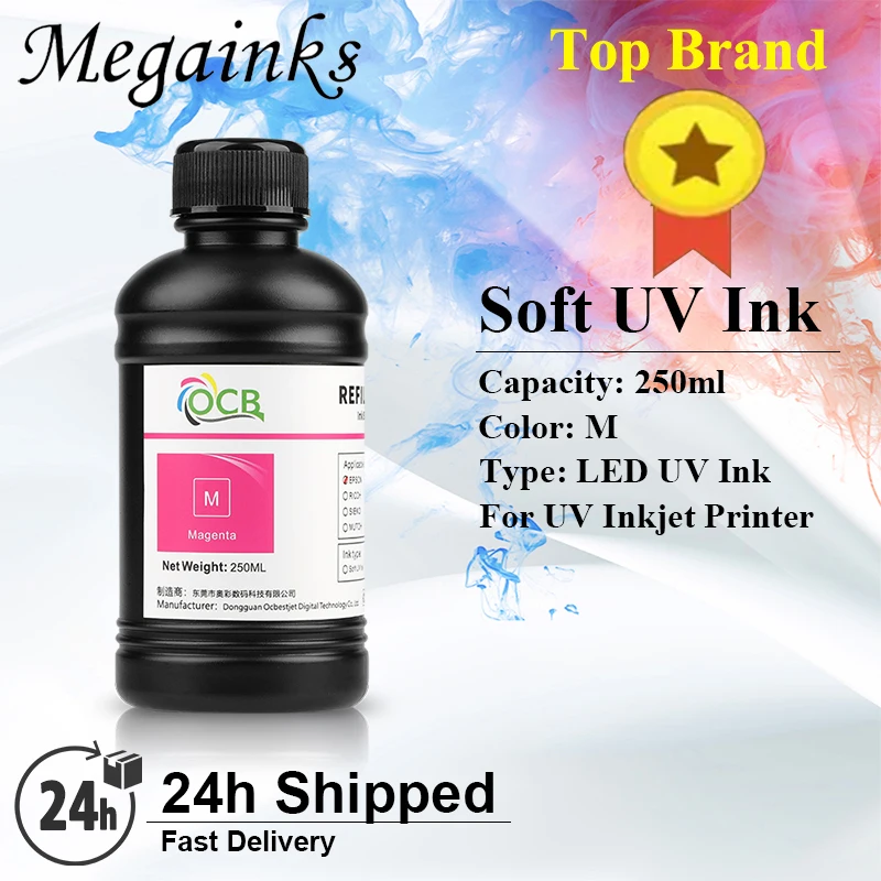 250ML*5 LED UV Ink for Epson 1390 1400 1410 DX4 DX5 DX6 DX7 Printhead for Roland Mimaki for Flatbed Inkjet Printer Soft UV Ink