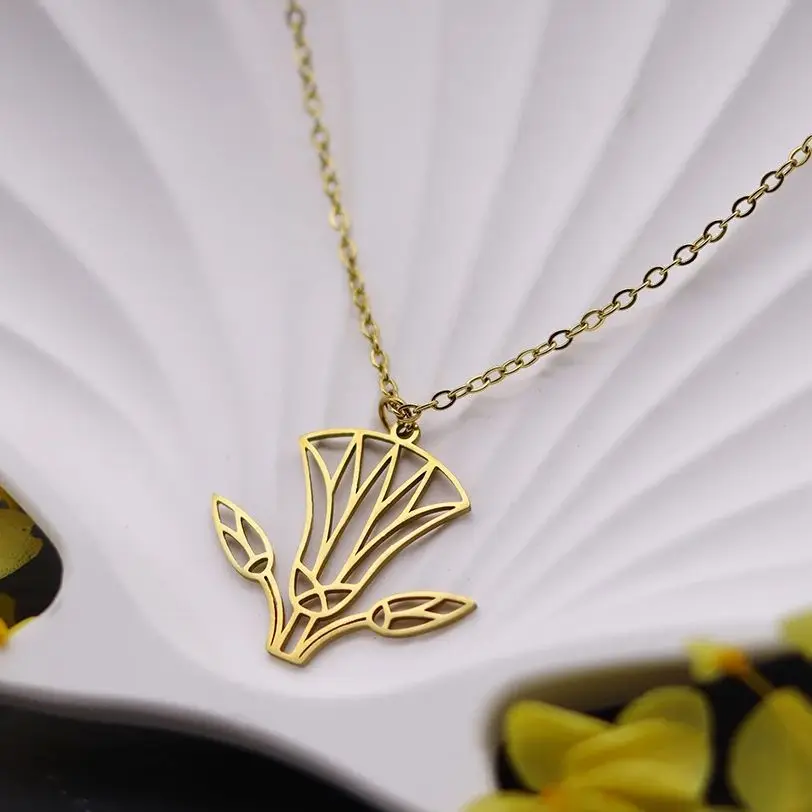 نبات الأزهار الترقوة المختنق قلادة من الفولاذ المقاوم للصدأ لذيذ صباح المجد زهرة قلادة سلاسل قلادة للنساء فتاة مجوهرات #1