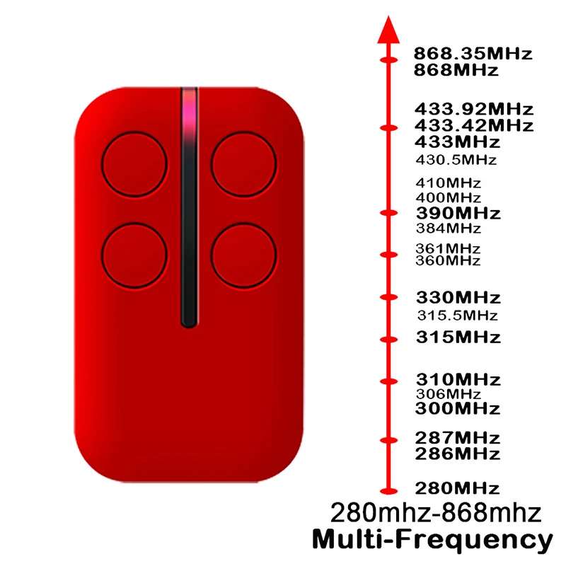 4 en 1, duplicador mando puerta garaje universal, 280 MHz-868 MHz, mando garaje universal multifrecuencia grabador de código, mando 433mhz, mando