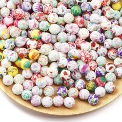 10Pcs 15mm New Silicone Beads Round Print Colorful Spacer Beads Food Grade  Baby Nursing Necklace Pacifier Chain Teether Toys