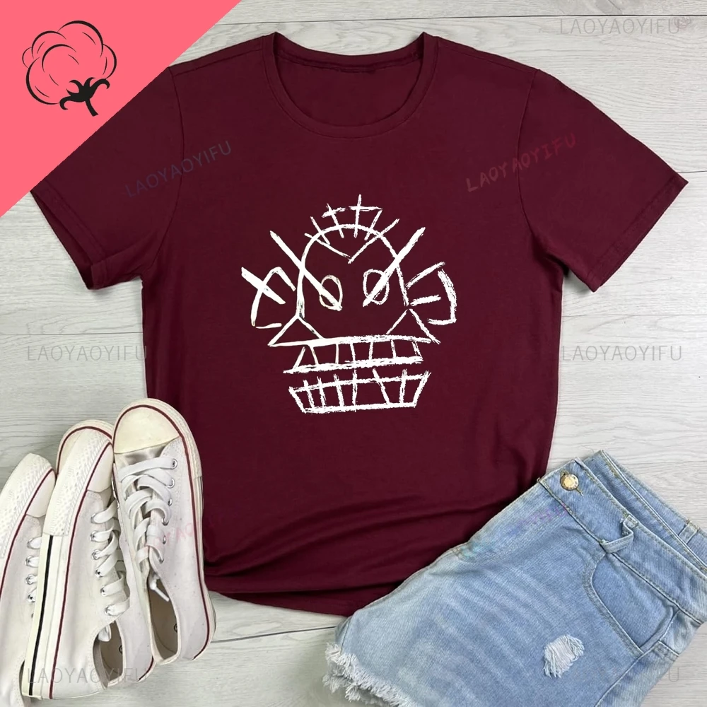 Graffiti Monkey Head - Edgy Street Art - قميص Shibuya Y2K عصري بأكمام قصيرة لكل من الرجال والنساء - تي شيرت من القطن الخالص