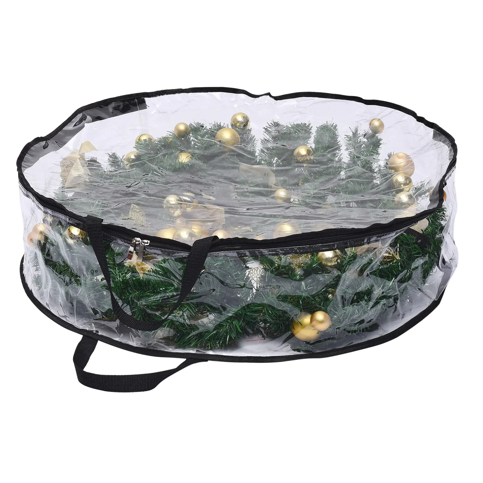 Wreath Garland Storage Bag Foldable Tansparent PVC Black Border Durable Christmas Decor Waterproof Carry Organizer view 5