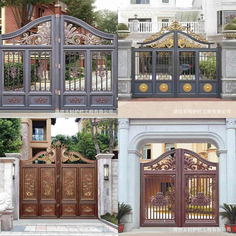 Aluminum Alloy Swing Door Anti Theft Security Gate for Courtyard Household Entrance Durable Metal Art Design