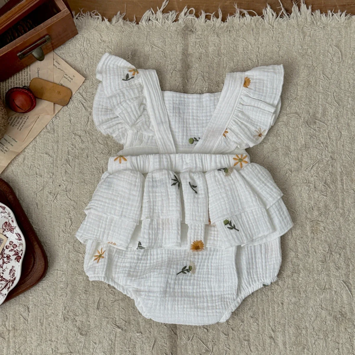 Summer Baby Girl Romper Newborn Infant Jumpsuit Floral Embroidery Sleeveless Clothing Baby Girl Sweet Style Summer Outfits 0-18M