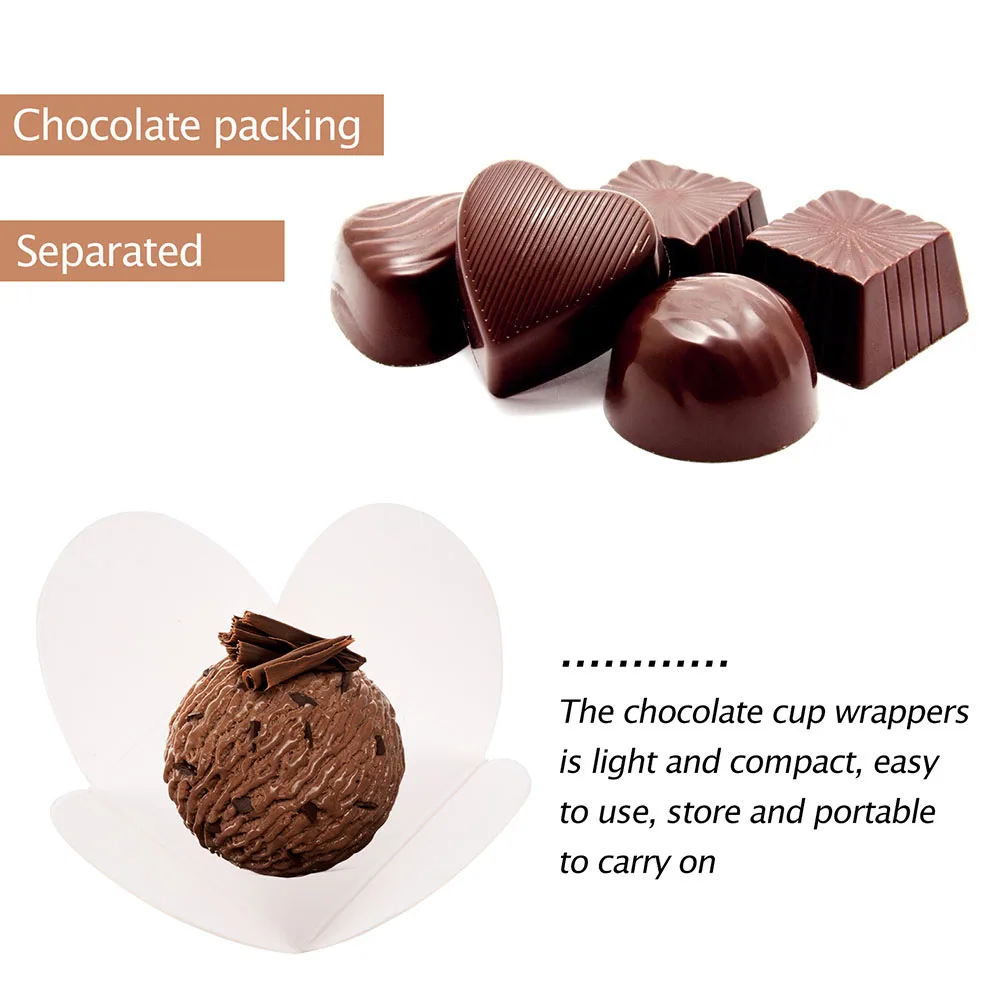 

100Pcs Chocolate Compartment Tray Kraft Paper Truffle Tray Candy Packaging Party Supplies Creative Chocolate Holder