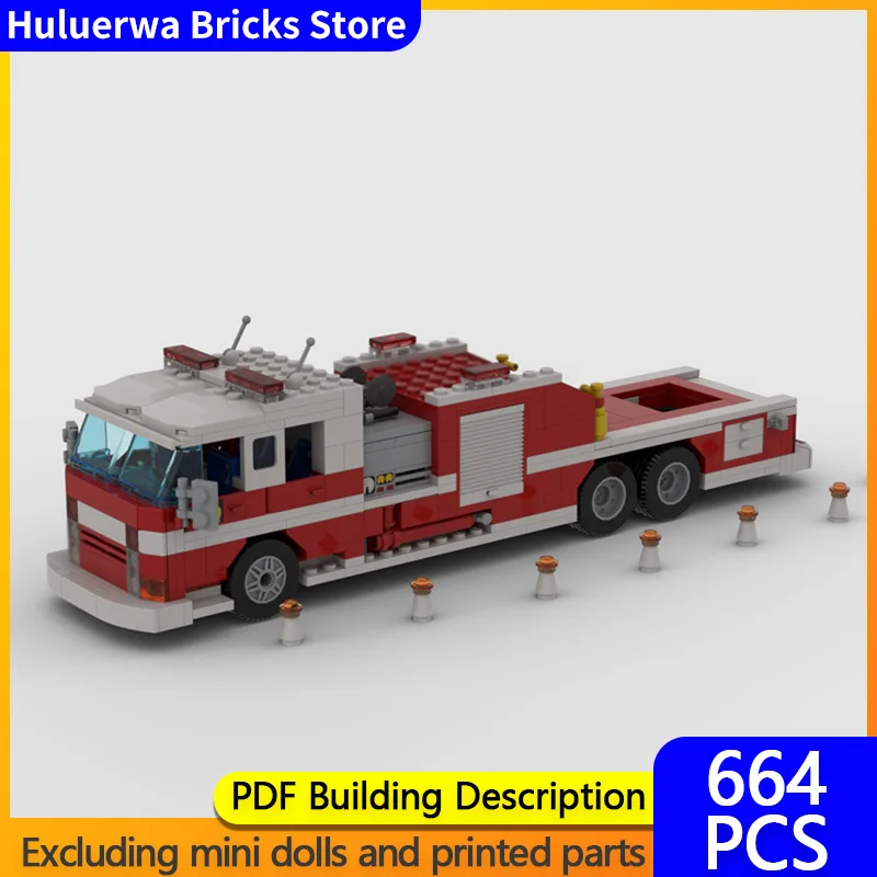 

City Car Model MOC Building Bricks Water Tank Fire Engine Modular Technology Children Holiday Gifts Assemble Toys Suit