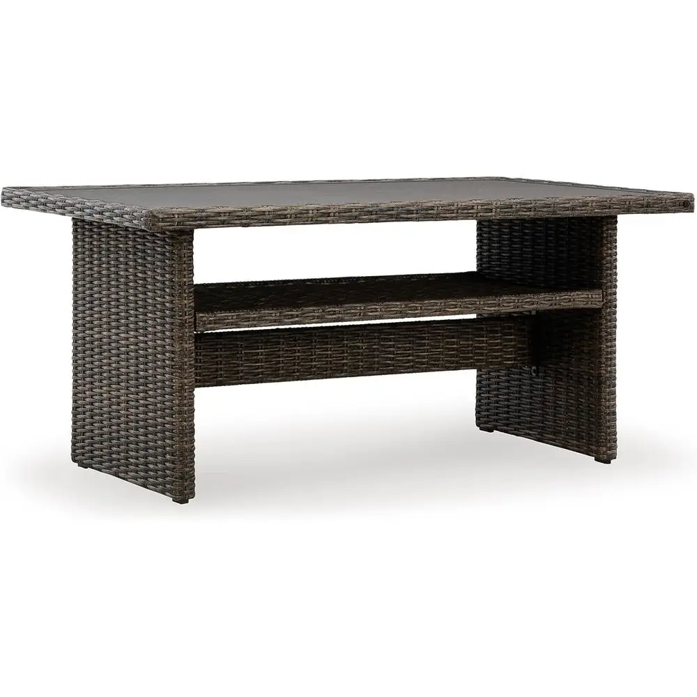 

Casual Outdoor Multi-Purpose Table with Fixed Shelf, Brown and Gray