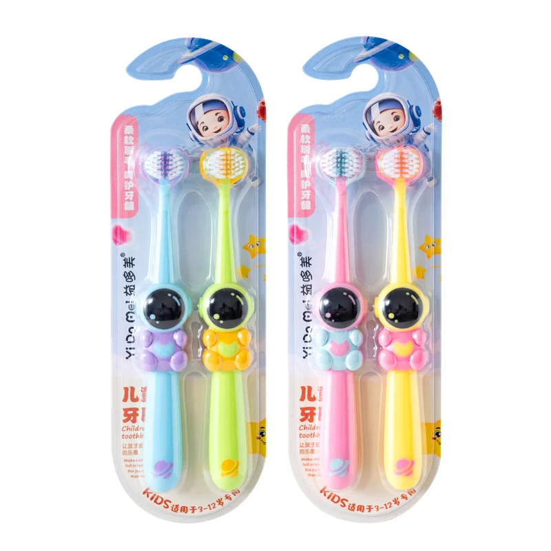 2pcs Children\'s Toothbrush Three-sided Soft Bristle Teeth Whitening Brushes For 3-12 Years Old Kids Dental Oral Care