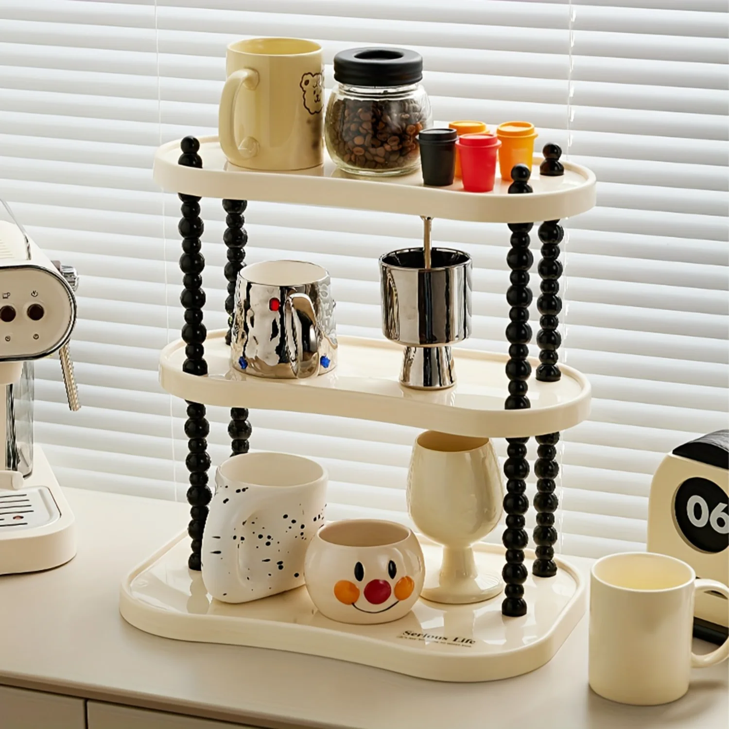 Multipurpose  Rack - Versatile Coffee  & Makeup Organizer - Aesthetics  Decor for Countertop Display, Mug & Dessert Stand