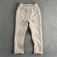 Heavy sheep wool blend and fleece extra thick lock warm casual sweatpants men's loose straight leg plus size tracksuit pants