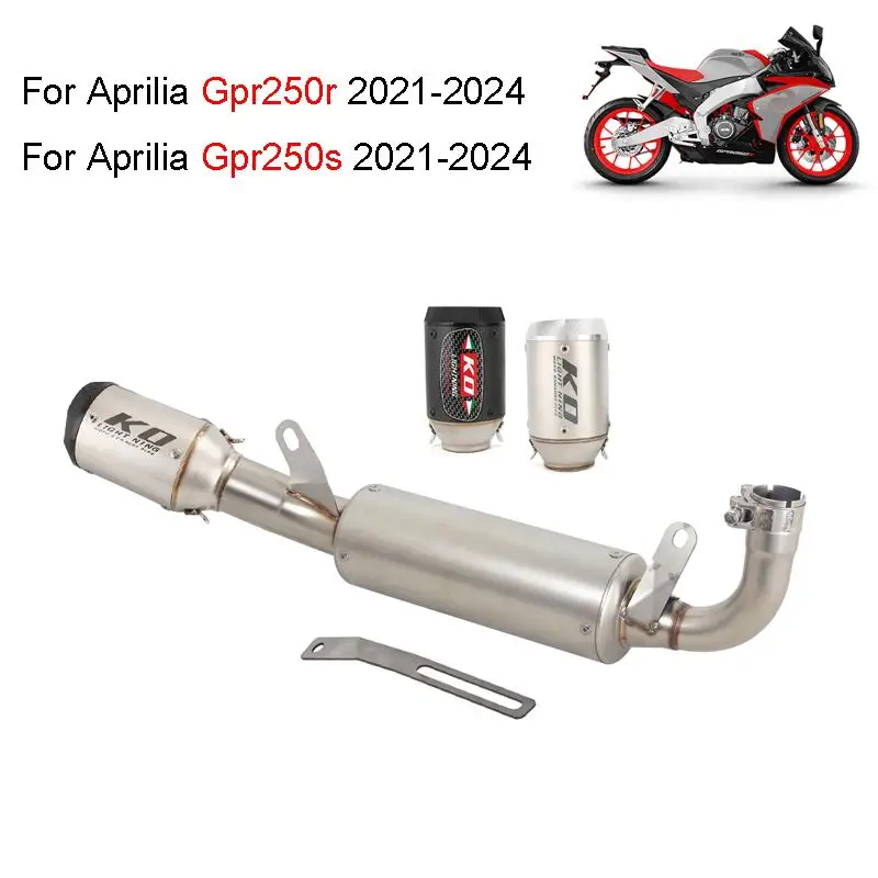 

For Aprilia GPR250R GPR250S 2021-2024 Slip On Motorcycle Exhaust System Mid Connect Pipe 51mm Carbon Fiber Muffler Rear Tips