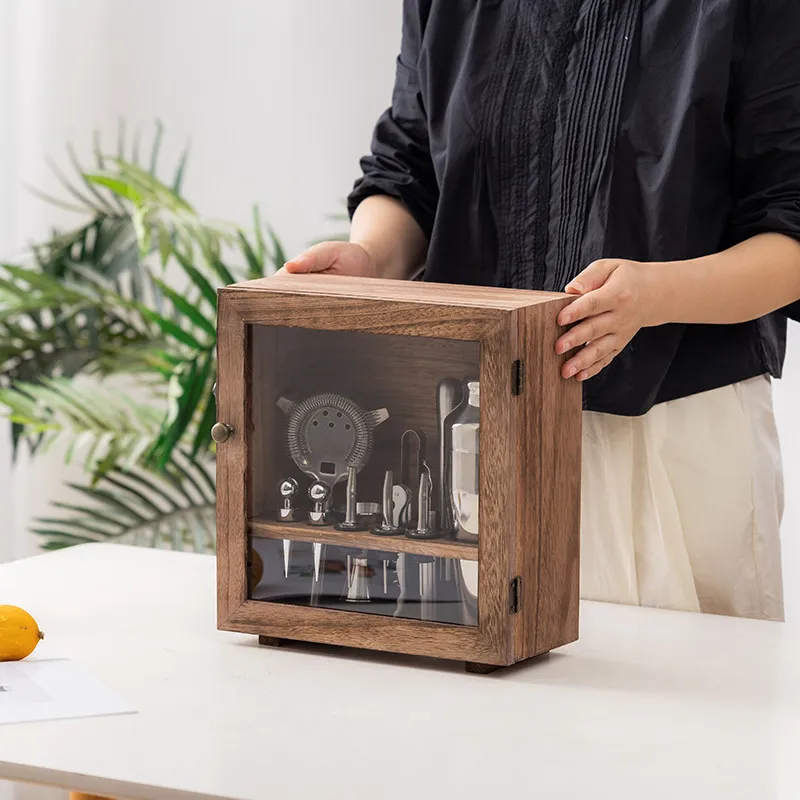 

shaker set dustproof wooden box 304 stainless steel shaker bar supplies professional bartending tools shaker pot