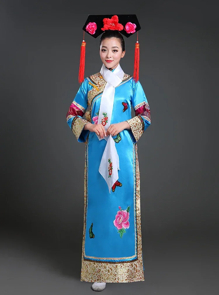 Ropa antigua de la dinastía Qing para mujer, princesa antigua, corte de Manchu, concubina, cheongsam, concubina, cuentas de retorno para estudiantes gr