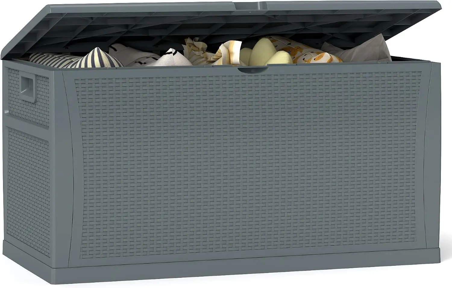 100 Gallon Resin Deck Box Waterproof Outdoor Storage Box and Patio Furniture Side Table for Pool Accessories, Gardening Tools, O
