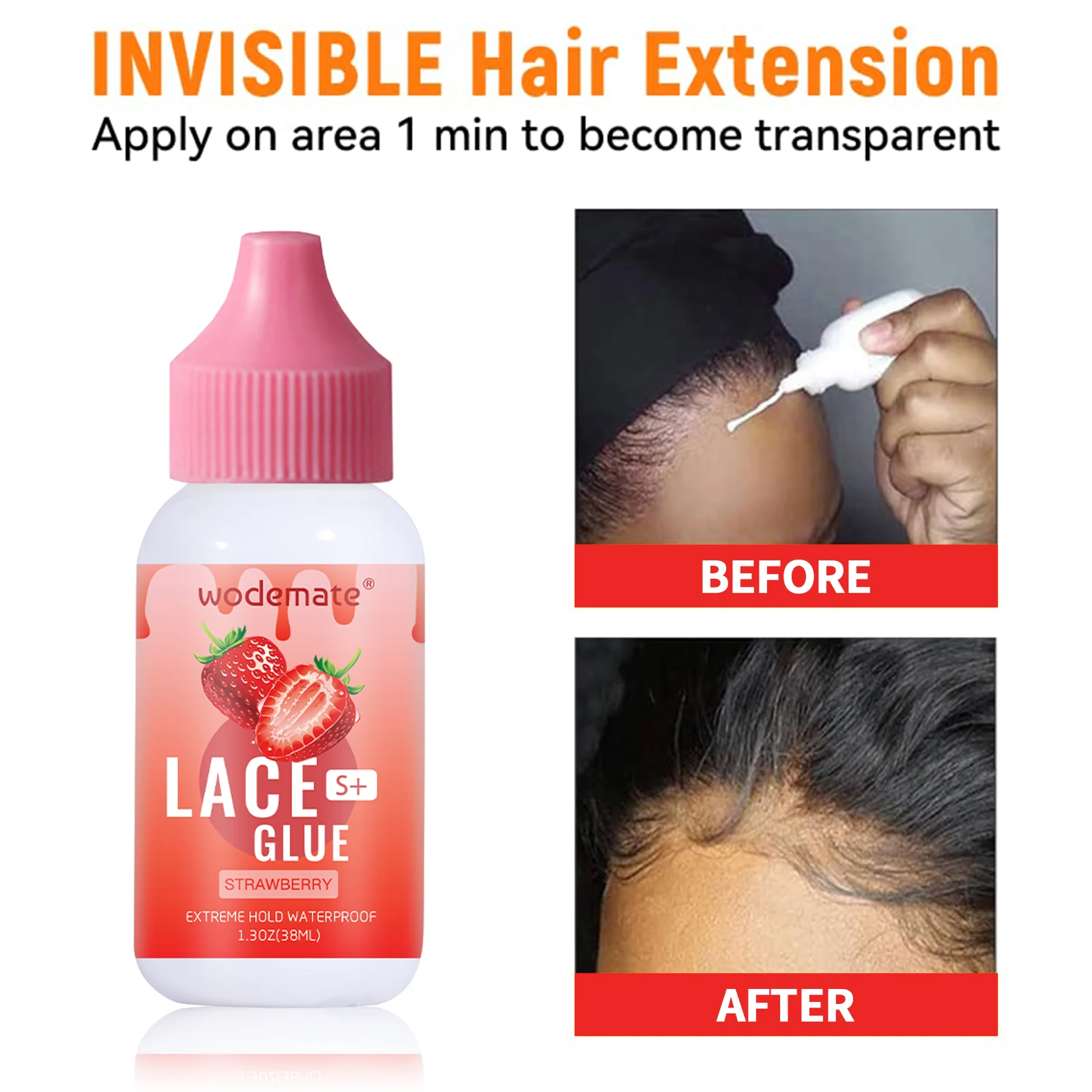 38ml Wig Glue Waterproof Hair Replacement Adhesive Sweatproof Lace Glue Strong Hold 30ML Glue Remover Wig Installation Kit