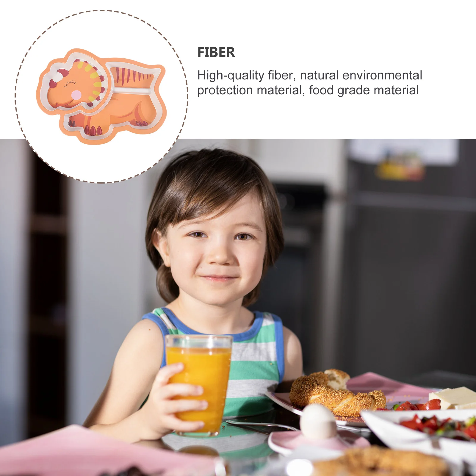 

1Pcs Baby Dinosaur Plate Orange Children Dinner Dish Fun Food Container for Kids Feeding Toddler Tableware Kid Eating Plate