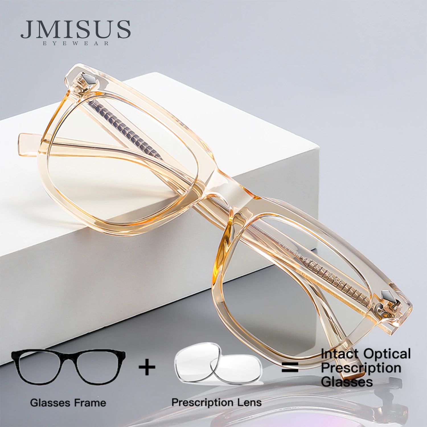 

JMISUS Custom prescription eyeglasses Progressive Glasses Unisex Sqaure Design for Reading Computer and Driving
