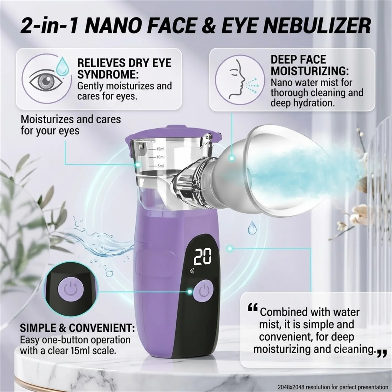 Home 2-IN-1 Beauty Eye Nebulizer Dry Eye Relieve Eye Fatigue Face Sprayer for Dry Skin Moisturizing Spray Steamer Humidifier
