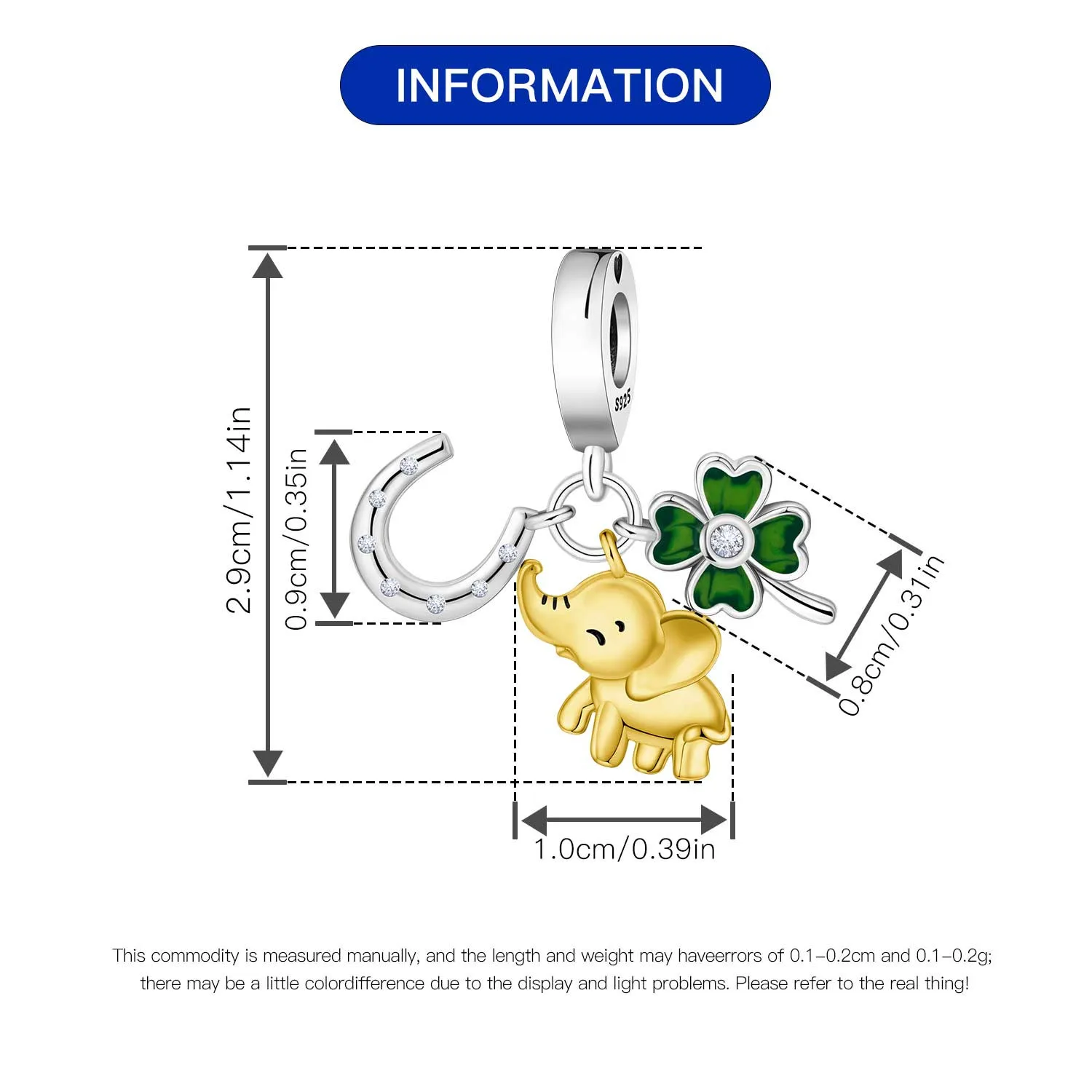 CYMYSS 925 Sterling Silver Charm Cute Animals Bead Elephant Pendant Fit Bracelets Necklace DIY Jewelry Making Party Gift