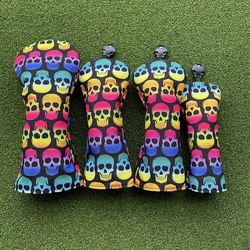 Colored Skulls Canvas Golf Woods Headcovers 135U Covers For Driver Fairway hybird Putter Clubs Heads