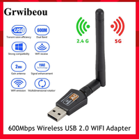 Dual Band 600Mbps USB wifi Adapter 2.4GHz 5GHz WiFi with Antenna PC Mini Computer Network Card Receiver 802.11b/n/g/ac