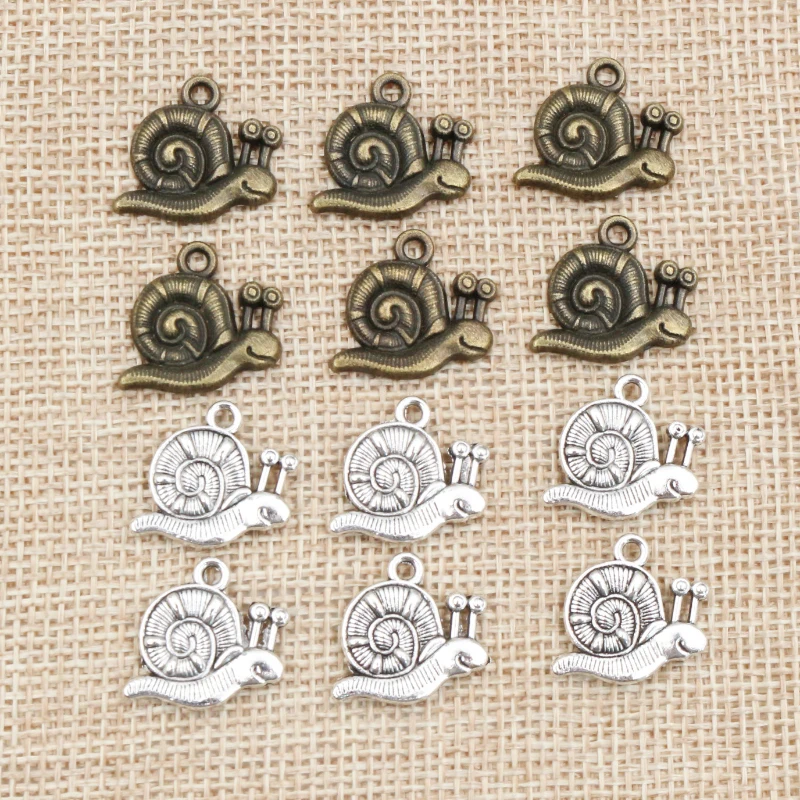 15pcs 18x15mm Antique Tibetan Silver Plated Bronze Snails Handmade Charms Pendant:DIY for bracelet necklace